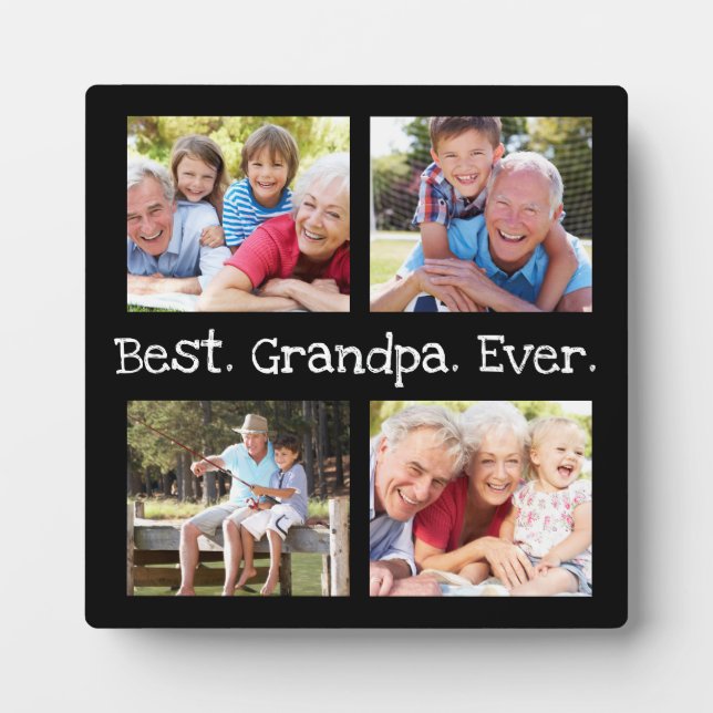 Best Grandpa Ever 4 Photo Collage Fun Keepsake Plaque (Front)