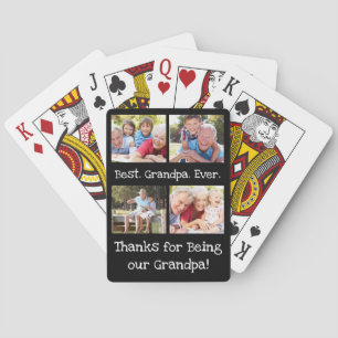 Best Grandpa Ever 4 Photo Collage Fun Keepsake Playing Cards