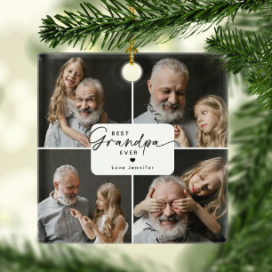 Best Grandpa Ever 4 Photo Collage Personalised Ceramic Ornament