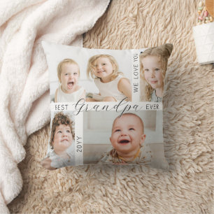 Best Grandpa Ever 4 Photo Grandchildren Cushion