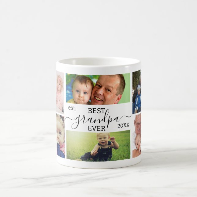 Best Grandpa Ever 7-Photo Collage Custom Mug (Center)