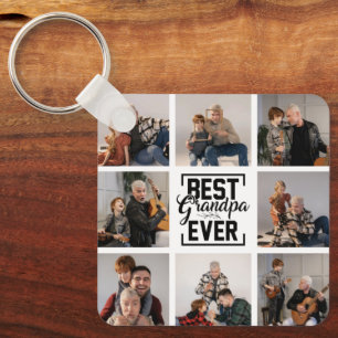 Best Grandpa Ever 8 Photo Collage Keychain