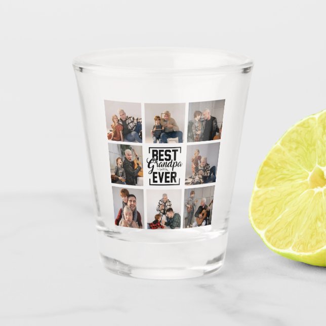 Best Grandpa Ever 8 Photo Collage  Shot Glass (Front)
