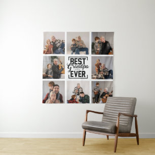 Best Grandpa Ever 8 Photo Collage  Tapestry