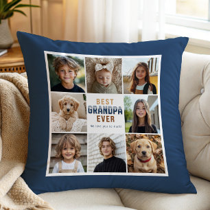 Best Grandpa Ever 8 Photo Collage Throw Pillow