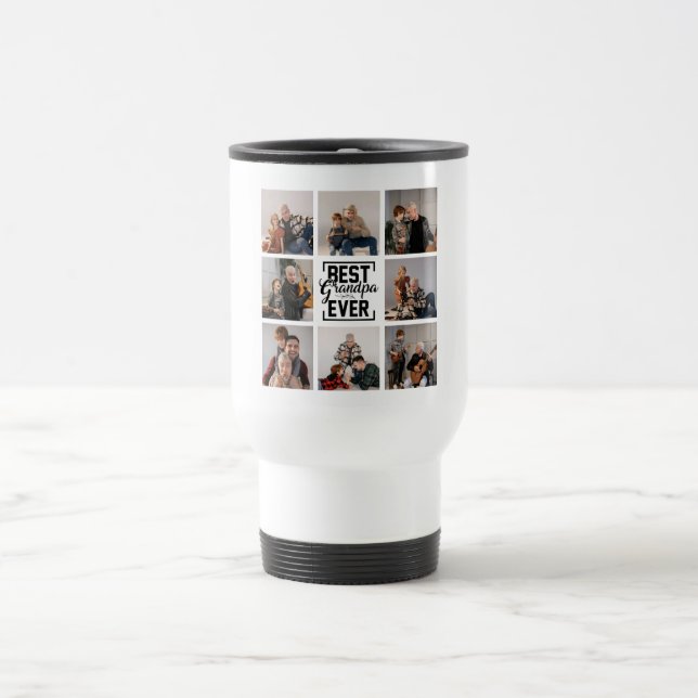 Best Grandpa Ever 8 Photo Collage  Travel Mug (Center)