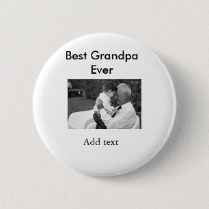 Best Grandpa ever add photo name classic elegant 6 Cm Round Badge