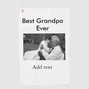 Best Grandpa ever add photo name classic elegant Golf Towel