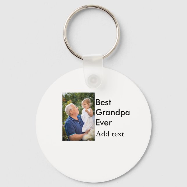 Best Grandpa ever add photo name classic elegant Key Ring (Front)
