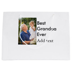 Best Grandpa ever add photo name classic elegant Large Gift Bag