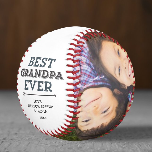 Best Grandpa Ever Arrows Custom Personalised Photo Baseball (Creator Uploaded)