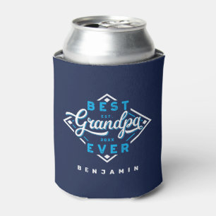 Best Grandpa Ever Baseball Diamond Name & Monogram Can Cooler