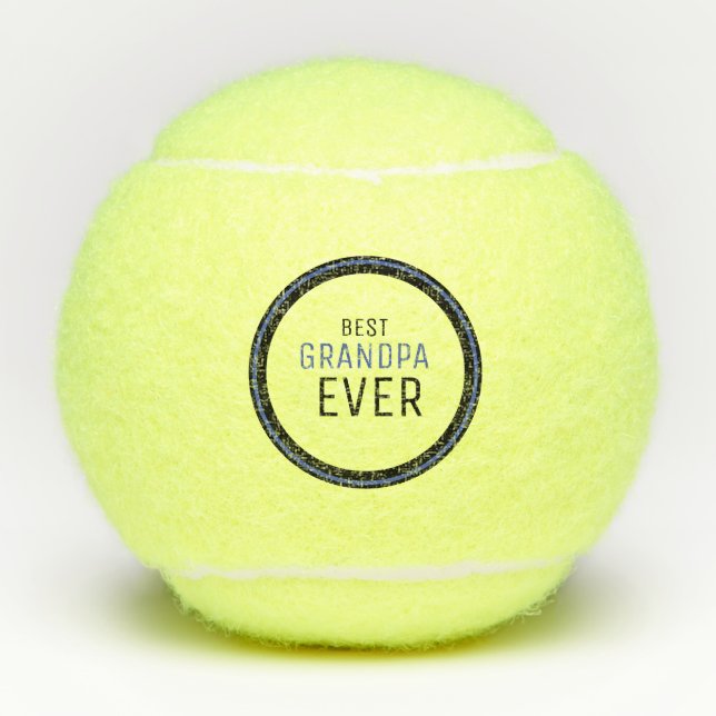 Best Grandpa Ever Black and Blue Tennis Balls (Front)