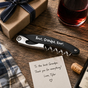 Best Grandpa Ever Black and White Corkscrew