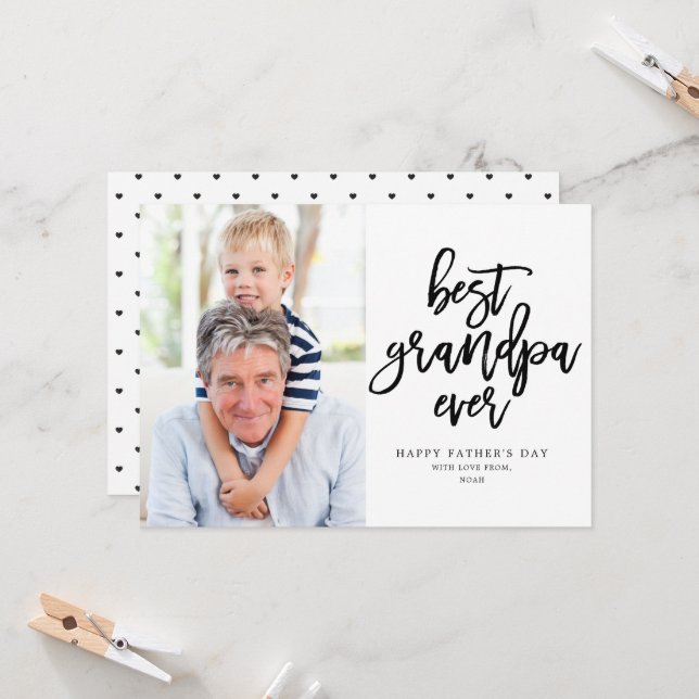 Best Grandpa Ever | Black On White Card (Front/Back In Situ)