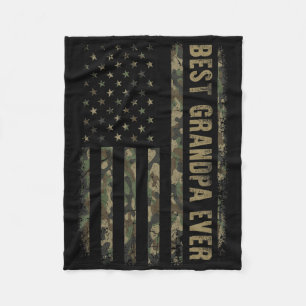 Best Grandpa Ever Camouflage American Flag Father' Fleece Blanket