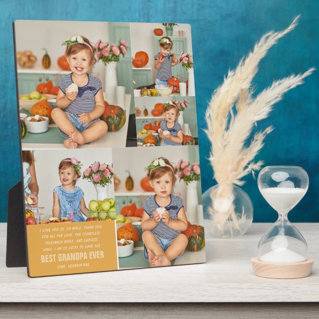 Best Grandpa Ever | Colour Block Photo Collage Plaque (Side)