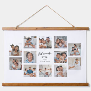 Best Grandpa Ever Custom 12 Multi Photo Collage  Hanging Tapestry