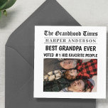 Best Grandpa Ever Custom Newspaper Headline Photo<br><div class="desc">Make Grandpa smile with this personalised greeting card styled like a vintage newspaper front page! Featuring a custom name and photo, this playful "The Grandhood Times" layout proudly proclaims him the Best Grandpa Ever – Voted #1 by His Favourite People. Perfect for birthdays, Father’s Day, or just because, this card...</div>