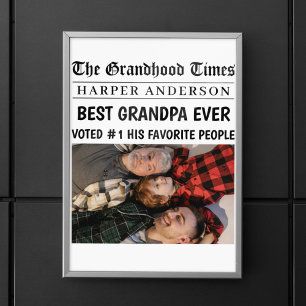 Best Grandpa Ever Custom Newspaper Headline Photo  Poster