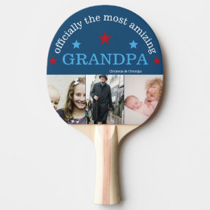 Best Grandpa Ever Custom Photo Collage  Ping Pong Paddle