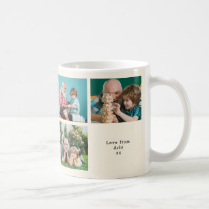 Best Grandpa Ever Custom Photo Collage Retro Cream Coffee Mug