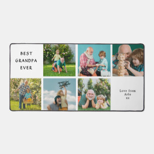 Best Grandpa Ever Custom Photo Collage White Desk Mat