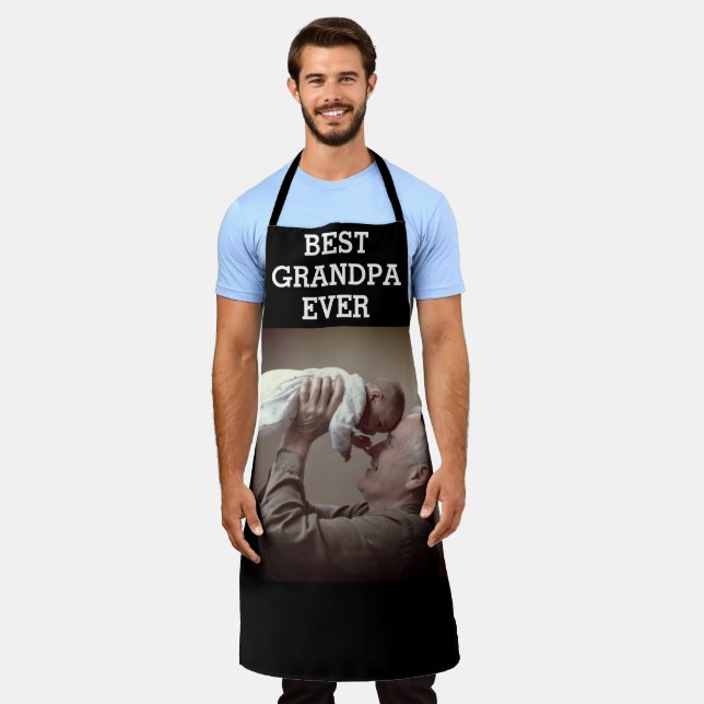 Best Grandpa Ever Custom Photo Create Your Own Apron (Worn)