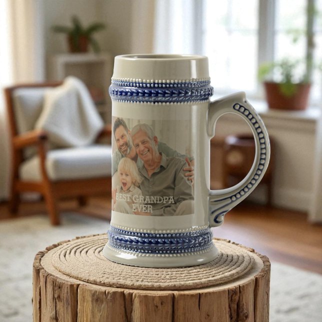 Best Grandpa Ever Custom Photo Create Your Own Beer Stein (Creator Uploaded)