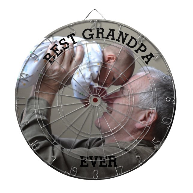 Best Grandpa Ever Custom Photo Create Your Own Dartboard (Front)