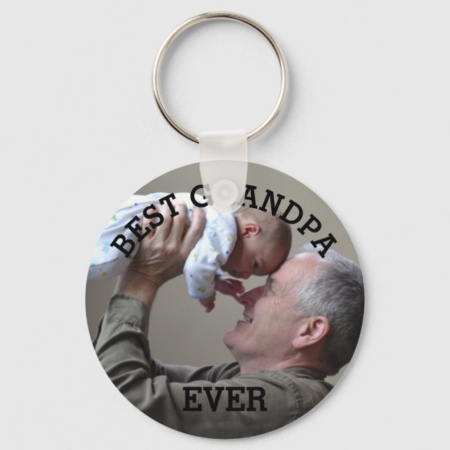 Best Grandpa Ever Custom Photo Create Your Own Key Ring (Front)