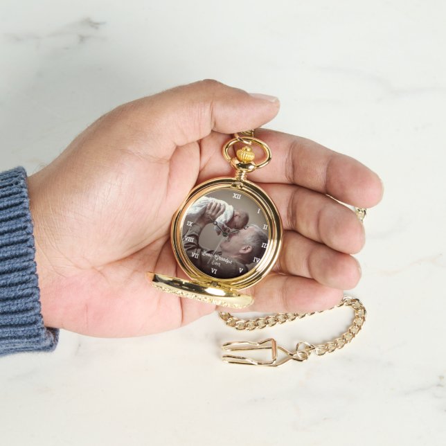 Best Grandpa Ever Custom Photo Create Your Own Pop Watch (Hand)