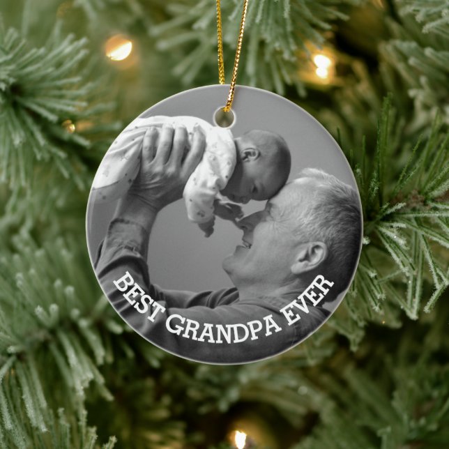 Best Grandpa Ever Custom Photo Family picture Ceramic Tree Decoration (Tree)