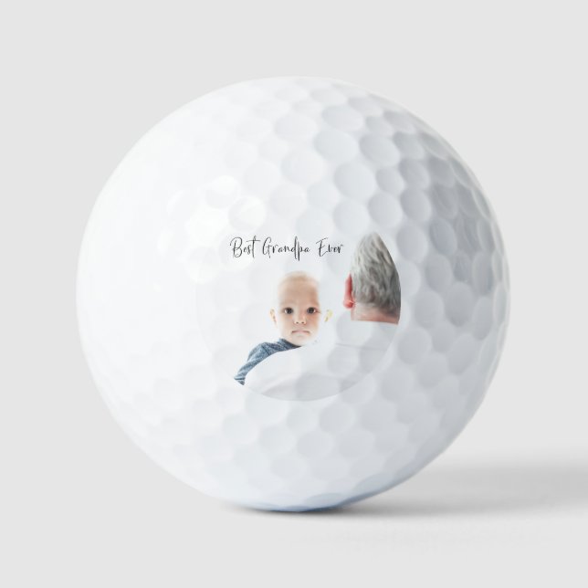 Best Grandpa Ever Custom Photo Script Modern  Golf Balls (Front)