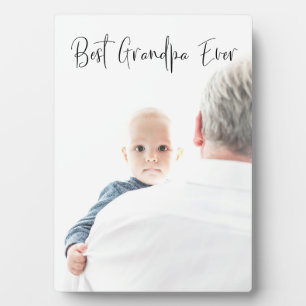 Best Grandpa Ever Custom Photo Script Modern Plaque