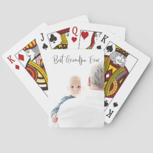 Best Grandpa Ever Custom Photo Script Modern Playing Cards