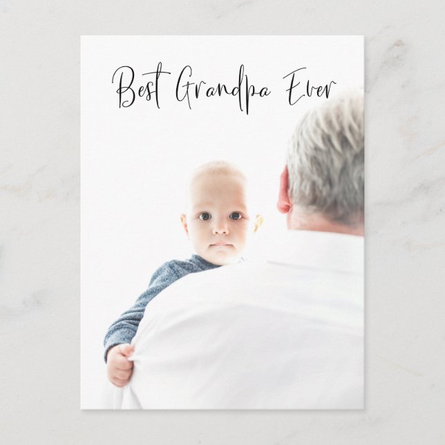 Best Grandpa Ever Custom Photo Script Modern  Postcard (Front)