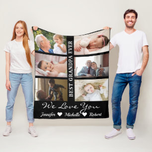 Best Grandpa Ever Custom Photos Grandchildren Name Fleece Blanket