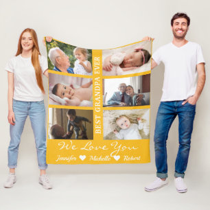 Best Grandpa Ever Custom Photos Grandchildren Name Fleece Blanket