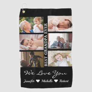 Best Grandpa Ever Custom Photos Grandchildren Name Golf Towel