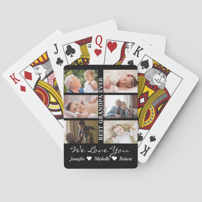 Best Grandpa Ever Custom Photos Grandchildren Name Playing Cards (Back)