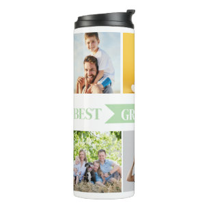 Best Grandpa Ever   Custom Photos Liquor Label Thermal Tumbler