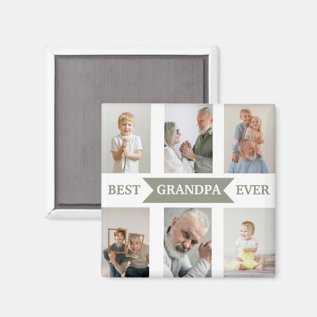 Best Grandpa Ever | Custom Photos Magnet (Front/Back)