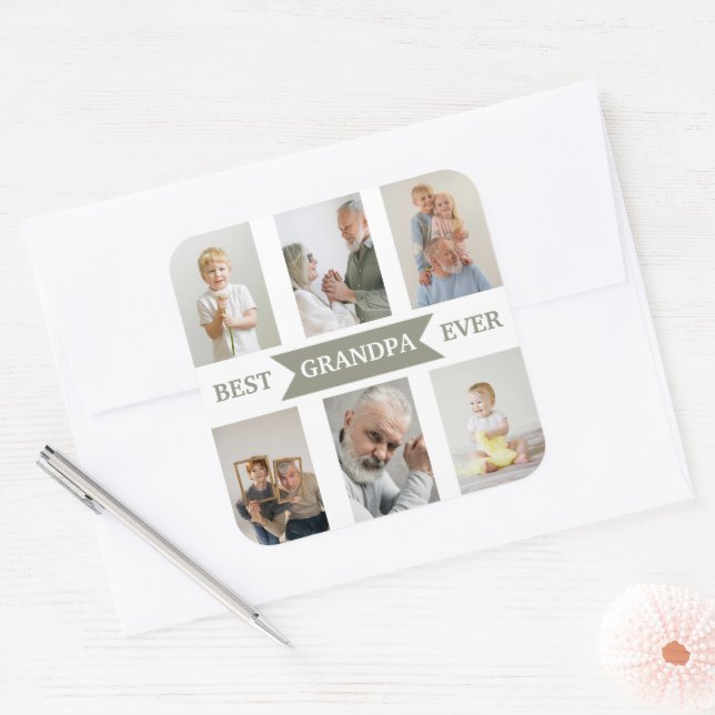 Best Grandpa Ever | Custom Photos Sticker (Envelope)