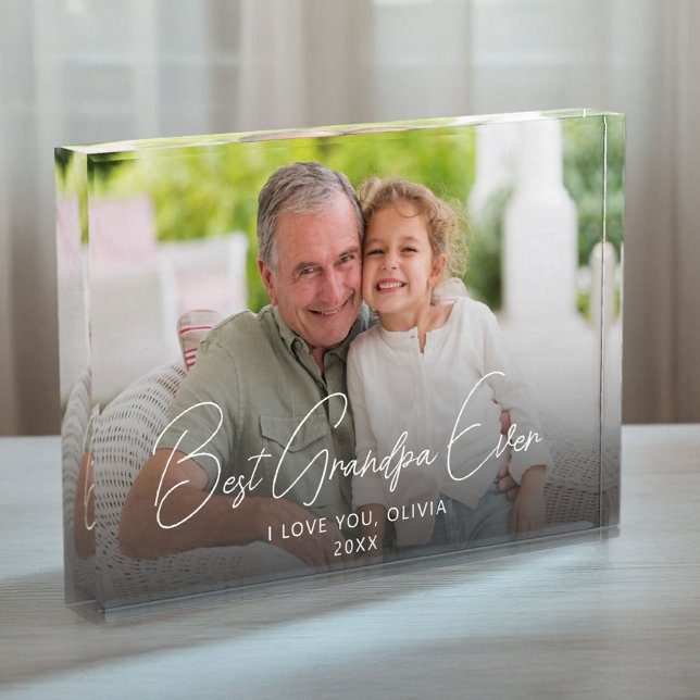 Best Grandpa Ever Cute Grandchild Keepsake Photo Block (Creator Uploaded)