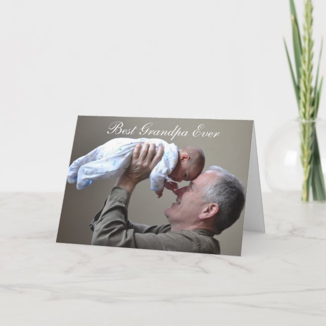 Best Grandpa Ever Father'a day Dad Daddy Photo Thank You Card (Front)