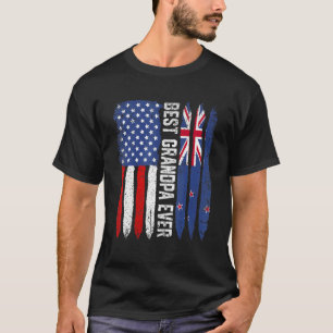 Best Grandpa Ever  Father's Day New Zealand Us Fla T-Shirt