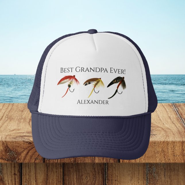 Best Grandpa Ever! Fly Fish Fishermen Flyfishing T Trucker Hat (Creator Uploaded)