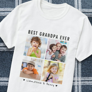 Best Grandpa Ever Four Photo Keepsake Gift T-Shirt