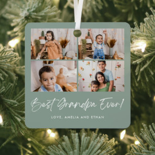 Best Grandpa Ever Four Photo Metal Tree Decoration